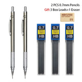 Mechanical Pencil Set 0.3 0.5 0.7 0.9 1.3 2.0mm Full Metal Art Drawing Painting Automatic Pencil Office School Supply Stationery