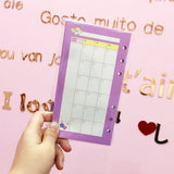 A6 Notebook Inside page 6 Ring Journal Spiral Replacement Journal Cute Note Book Weekly Grid Blank Diary Paper free shipping