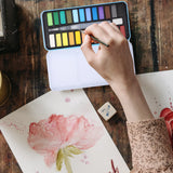 AOOKMIYA 1 set Solid Watercolor Paints Multi Function Metal Plastic Gouache Set Travel Sketching Kit Portable Supply Vivid Pigments AOOKMIYA.COM