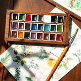 AOOKMIYA 24color Watercolor Paint with Palette Rich Colors Easy To Smudge Outdoor Sketching Professional Painting Manicure Design Gift  AOOKMIYA.COM