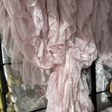 Pink Rococo Style Flounces Curtain Shop Window Decoration Gauze Curtain Multi-Layered Lace Bedside Curtain Bedroom Decor