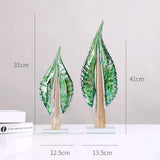 AOOKMIYA Glass Tree Transparent Glass Ornaments Simulated Plant Sculpture Leaves Decorative Figurines Home Decoration Accessories
