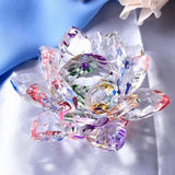 AOOKMIYA Crystal Lotus Flower Figurine Home Wedding Decoration Glass Craft Collection Paperweight Table Ornaments Souvenir Gifts