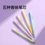 Deli 5pcs 0.5mm Fragrant Black Ink Quick-drying Cute Gel Pen Stationery Gift Office&School Supplies Kawaii Scented Pens