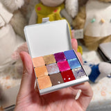AOOKMIYA Super Vision Mica Pearlescent Layered Watercolor Pigment 12 Colors 0.5ML Portable Metal Box Artist Sketching Art Supplies
