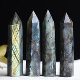 AOOKMIYA 8-15cm Large Size Natural Labradorite Tower Point Obelisk Ornament for Home Room Living Room Office Decor Christmas Gift