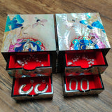 Mother of Pearl Sea Shell Inlaid Cube Deer Jewelry Treasure Organizer Box With 4 Drawers Handmade Gifts for Girl