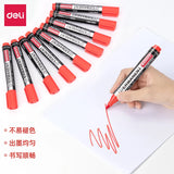 AOOKMIYA 10PCS/BOX Deli S552 Inkable Marker Permanent Marker Pen Paint Marker  Black Blue Red 3 Colors Ink Changeable Pen