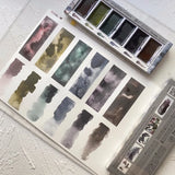 AOOKMIYA Kuretake Gansai Tambi Sumi Colors New Limited Smoky Grey 6 Colors Watercolor Paints Artist Drawing Aquarel Pigments Art Supplies