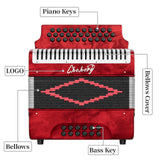 AOOKMIYA Diatonic Accordion 31 Key 12 Bass Accordion with Double Strap Musical Instrument for Beginners and Adults AOOKMIYA.COM