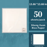 AOOKMIYA 50 Sheets Marie's Rice Paper,Sheng (Raw) Xuan for Sumi & Oriental Painting,Ink Drawing,Chinese Calligraphy,Watercolors