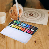 AOOKMIYA 1 set Solid Watercolor Paints Multi Function Metal Plastic Gouache Set Travel Sketching Kit Portable Supply Vivid Pigments AOOKMIYA.COM