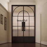 AOOKMIYA Craft arched curved circular curved door wrought iron glass bedroom retro door