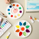 AOOKMIYA Portable Ceramic Palette Round Flower Multi-grid Palette Paint Tray Gouache Watercolor Paint Painting Art Supplies