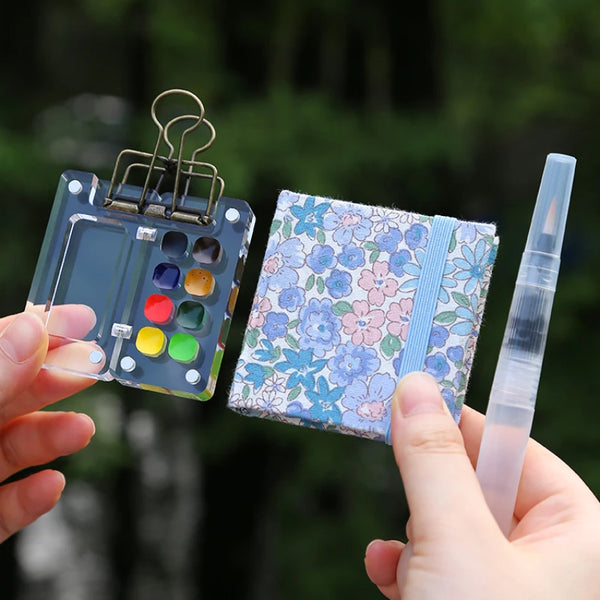 AOOKMIYA Portable 8-color Acrylic Watercolor Paint Box Set Mini Palette Watercolor Paint Packaging Travel Sketching Art Supplies