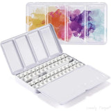 Metal Water Color Tin Box with 52 Empty Half Pans and Fold-out Mixing Painting Tray-Portable Travel Watercolor Palette