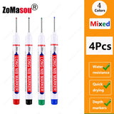 1-100Pcs 2cm Waterproof Long Head Markers Deep Hole Marker Pen for Metal Carpenter Red/Black/Blue/Green Ink Woodworking Tools