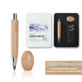 New 5.5x5.6mm Automatic Pencil Imported Movement Architectural Drawing Sketching Core Sharpener Walnut Wood Carbon Rod Set