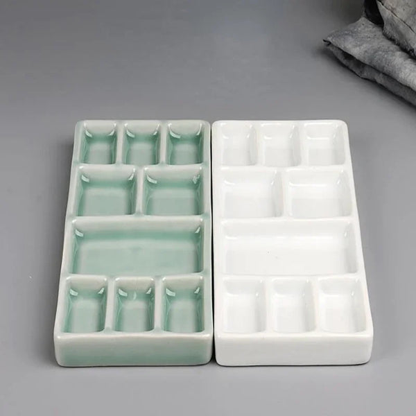 AOOKMIYA Ceramic Square Palette Multi-grid Watercolor Oil Paint Tray Adult Beginner Portable Art Supplies Jingdezhen Firing AOOKMIYA.COM