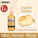 AOOKMIYA Marie's Crystal Golden Metallic Acrylic Pigments,1pc 50ml/1.69 oz/Tube for Glass and Wood,Pearlescent Paints for Adults,Artists