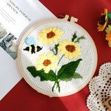 AOOKMIYA RUOPOTY Diy Punch Needle Kit Flowers Crafts For Beginner Needle Embroidery Starter Kits For Diy Gift Cross Stitch Home Decor