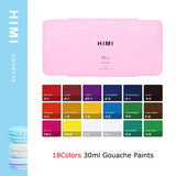 AOOKMIYA HIMI Gouache Paints Set 18/24colors 30ml Jelly Cup Non-Toxic Gouache Artist Watercolor Paint with Palette For Painting Art