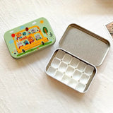 AOOKMIYA Portable Palette Watercolor Paint Repackaging Iron Box Paint Storage Box Nail Art Paint Tray Student Travel Art Supplies