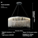 Nordic Postmodern Art Chandelier Creative Living Room Luxury Designer Tassel Round Dining Room Bedroom LED Decorative Lamps