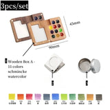 AOOKMIYA Portable Watercolor Palette Schmincke College-level 11-color Travel Watercolor Set Student Sketching Paint Box Art Supplies