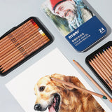 AOOKMIYA 24 Colors Nyoni Charcoal Pastel Pencil Set Sketch Skin Chalk Pencil Art Student Professional School Art Supplies for Artist