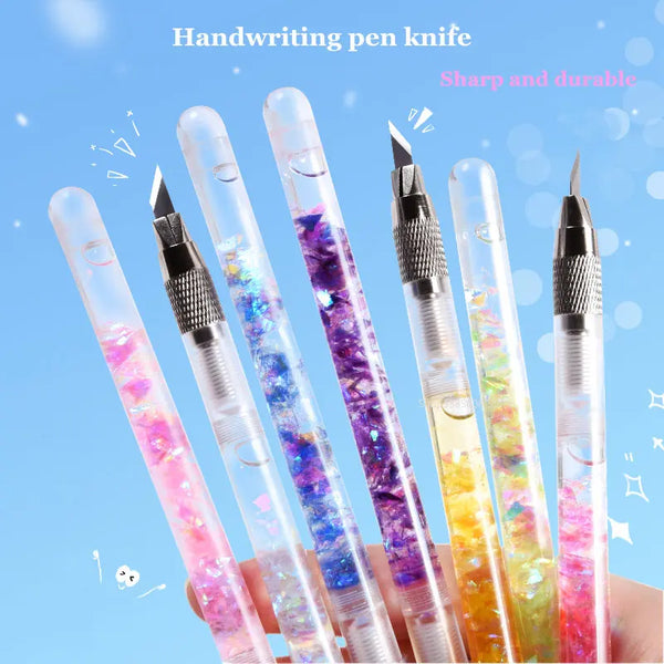 Cute Bubble Bead Pen Small Pointed Pen Knife Student Handwriting Stickers Cut Quicksand Oil Painting Spatula Art Carving Knife