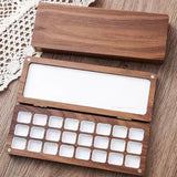 Wooden Pigment Box Magnetic Box Cover 24 Grid Watercolor Color Mixing Box Good Storage Carry It with You When Traveling