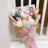 AOOKMIYA ART+ Creative Gifts Kawaii Hello Kitty Cat Dolls With Artificial Flowers Creative Sanrio Bouquet Christmas Valentine Birthday Graduation Gifts