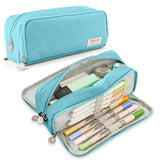 Large Capacity Pencil Case 3 Compartment Pouch Pen Storage Bag Double Side Opening Student Stationery Organizer School Supplies