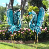 Garden Crane Sculptures & Statues Blue Heron Decor Outdoor Large Bird Yard Art Standing Metal Lawn Ornaments
