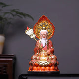 Chinese Taoist Deities Statue Set, Hand-Carved Wood Bodhisattva Buddha Figure Home Altar Decor Ornament
