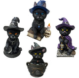 Adorable Witch Cat Figurine for Halloween Home Decoration or Gift Resin Witch Kitten Figurine