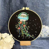 AOOKMIYA Stamped Embroidery Kit for Beginners with Jellyfish Pattern Cross Stitch kit  Color Threads Beach Ocean Style Cross Stitch Kit