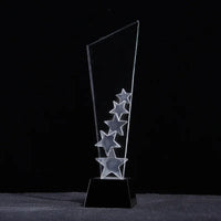 AOOKMIYA Customized Transparent Crystal Trophy, Five-Star, Creative Awards Ceremony, Competition Event, Craft Gift, Home Decorations, 1Pc