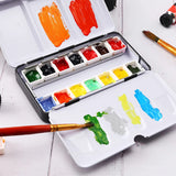 AOOKMIYA Empty Metal Watercolor Tin Palette with Detachable Empty Half Pans for DIY Travel Watercolor Palette Paint Case Art Supplies