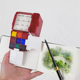 AOOKMIYA MAIRTINI 9 Color Travel Watercolor Paint Set with Bucket Portable Palette Solid Watercolor Paint Sketching Painting Supplies
