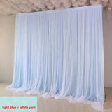 3X6M Wedding Background Decoration Veil White Bilayer Yarn Curtain With Artificial Flower For Birthday Valentine's Day Party DIY