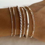 6Pcs Boho Retro Thick Twist Cuban Chain Bracelet Gold Color Multilayer for WomenBracelet Set Trendy Quality Jewelry Gifts 2024