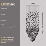 Hanging Lamp Hotel Lobby Decorative Lighting Stairs Art Irregular Chandelier Custom Black Art Luxury Stone Crystal Chandelier