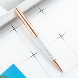 50Pcs/Lot Crystal Ballpoint Pen Stationery Office School Supply Twist Open Metal Roller Rose Gold Free Customized Logo Name