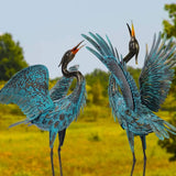 Garden Crane Sculptures & Statues Blue Heron Decor Outdoor Large Bird Yard Art Standing Metal Lawn Ornaments