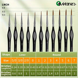 AOOKMIYA Marie's 2pcs Fine Micro Paint Brush,11 Sizes Detail Paintbrushes for Number Painting,Acrylic,Craft,Mini Figure,Rock for Artists