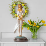42cm Famous Luo Li Rong Bronze Sculpture Pretty Lady Statue Handmade Elegant Female Statue With Marble Base Home Art Decor Gif
