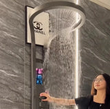 Tiktok Trend  Popular  Design Rainfall Waterfall Shower Head Black Brushed Silver Wall Mounted Rain Sprinkler Shower Set Panel