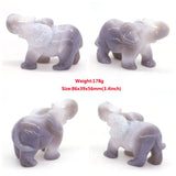 Elephant Statue Natural Gray Agate Geode Crystal Carved Reiki Healing Stone Animal Figurine Handicraft Home Decoration Ornaments